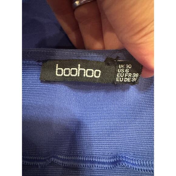 Boohoo  Premium Bandage Bralette Top Cobalt Blue Sports Bra Underwire Side Zip 6 - Picture 8 of 10